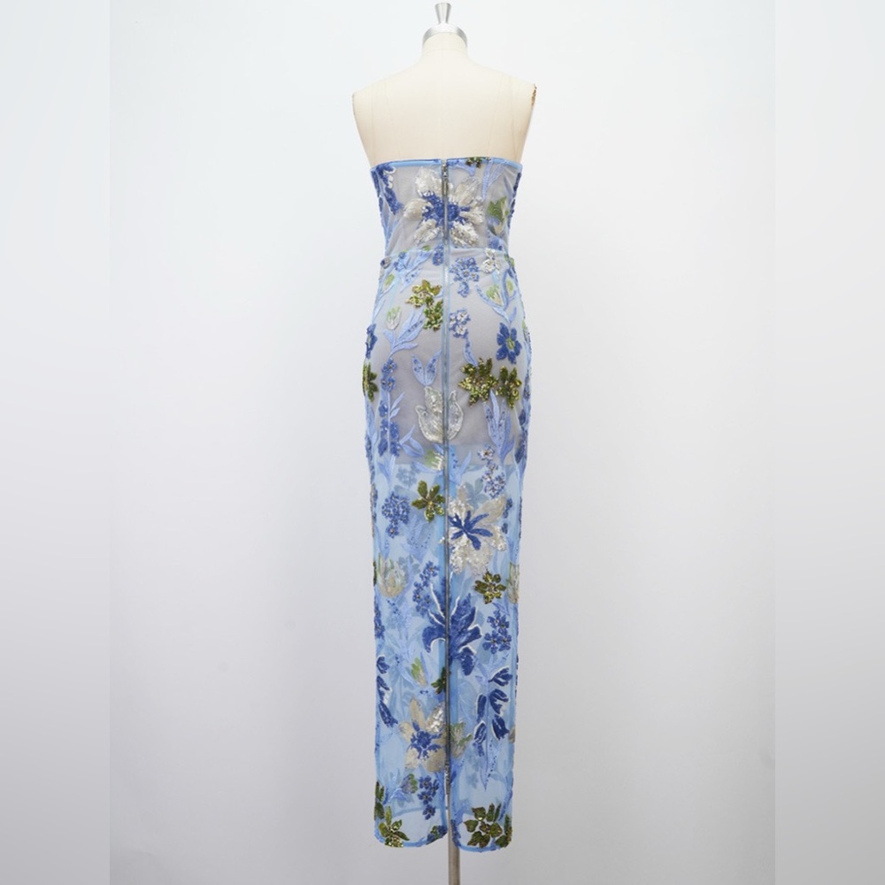 NWOT Bronx and Banco Dahlia Sequin Floral Column Gown IN Baby Blue - Picture 9 of 16